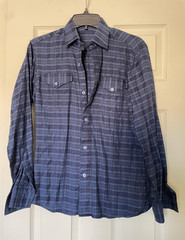 Levi’s Men’s S Regular Blue/Gray Plaid Woven Long Sleeve Point Collar Shirt