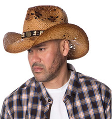 Cowboy Hat Eagle Beads Straw Vintage Studded Leather Western Concert Men’s Hat