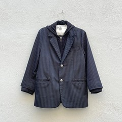 Men’s House Hause of Howe Black & Blue Striped Hoodie Blazer Jacket Size 40