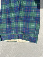 Vintage Lord Jeff Action Ease Green Blue Tartan Wool Plaid Pants 70% Wool 36×32