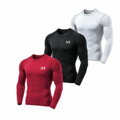 Mens Compression Shirt Thermal Base-Layer Sports Top Long-Sleeve Gym Cool Dry