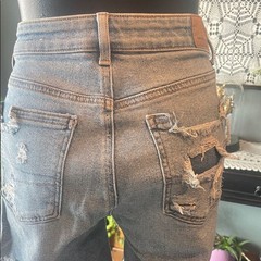 American Eagle Outfitters Blue Distressed Straight Leg Jeans