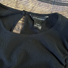 Club Monaco Women’s Puff Sleeve Ruched Top Black Size XL Stretchy