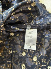 Free Assembly Floral Ruffle Shoulder Blouse Navy Blue Boho Cottagecore M
