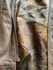 Vintage Roundtree & Yorke Brown Leather A-2 Bomber Jacket with Map Lining