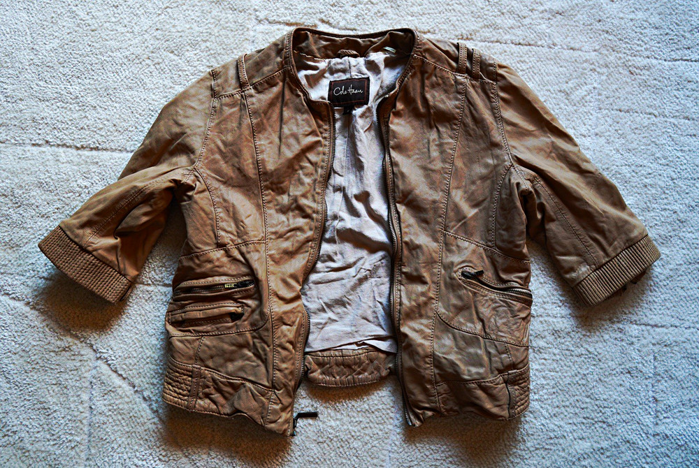 Cole Haan Genuine Lambskin Leather Moto Jacket Womens Size S Short Sleeve Y2K
