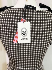 CIDER Women’s Gingham Tie Shoulder Top XXS Black White NWT