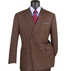 VINCI Men’s Gangster Pinstripe Double Breasted 6 Button Classic Fit Suit NEW