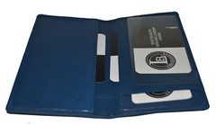 Leatherboss Genuine Leather PLAIN Slim Checkbook Cover, Blue