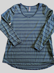 LuLaRoe Art to Wear Green/Blue Stripe Lynnae LS Tunic XL activewear yogawear