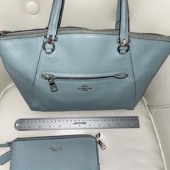 Coach Light Blue Prairie Satchel Top Handle Silver Hardware Strap Double Wallet