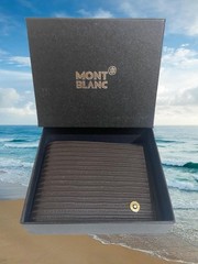 Designer Montblanc Brown Leather Men’s Bi-Fold Wallet Multiple Card Holder w/Box