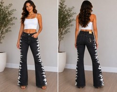 BABY PHAT VTG Y2K Hip Hop Streetwear Wide Leg Flare Jeans Grayish Black Size 11