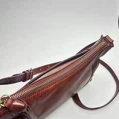 FRYE Melissa Zip Crossbody Bag in Antique Pull-Up Leather Burnished Cognac