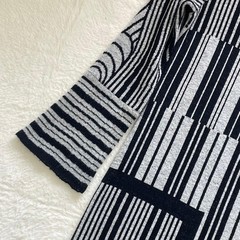 Mame Kurogouchi Multi Stripe Jacquard Knit Dress High Neck Black White Auth