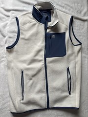 Huk Men’s Full Zip Vest White/Blue Solid Stand-Up Collar Logo Size M