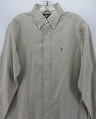 VINTAGE Ralph Lauren Shirt Men 15 1/2 Beige Oxford Cloth OCBD Flesh Pony Preppy