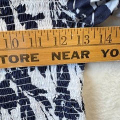 CeCe Smocked Peplum Top Women Sz Medium Navy Floral Print Puff Sleeve Blouse