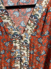 R.Vivimos Long Sleeve Boho Midi Dress V Neck Floral Print Casual Button Down