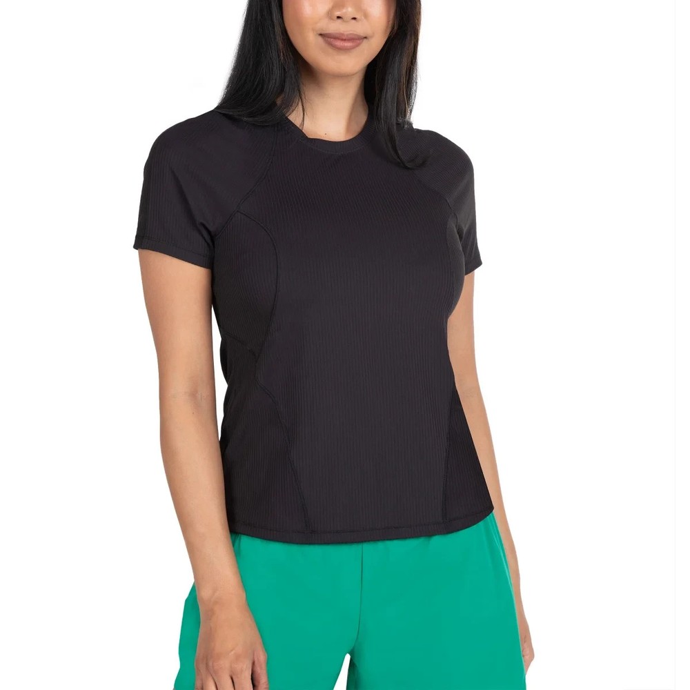 Spyder Active Women’s Size Large Black Ribbed Short Sleeve Active Tee Shirt
