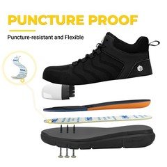 FitVille Men’s Extra Wide Work Boots High Top Composite Steel Toe Safety Boot