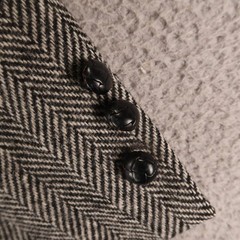 VTG Tweed Jacket 38L ST Gray Herringbone 100% Wool Blazer Sport Coat