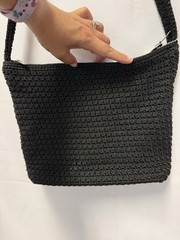 The Sak Black Crochet Knit Shoulder Bag Zip Top Boho Hobo Purse Medium
