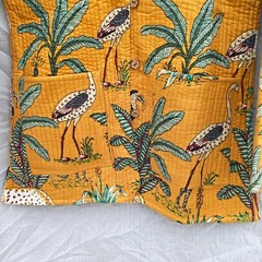 Block Print Cotton Coat, Mustard Yellow Safari Jungle Print Kantha Jacket,