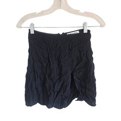 Reformation Sz 0 Black Mini Skirt Crepe Front Slit Viscose Rayon Made in USA