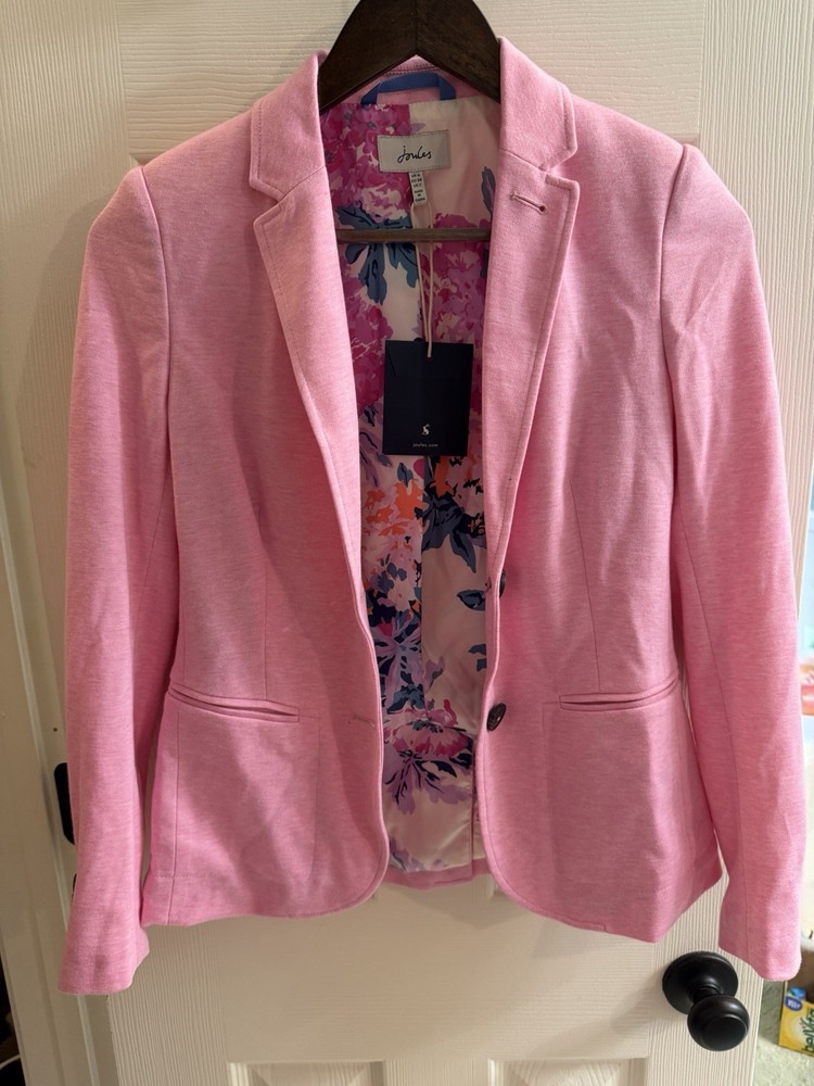 Joules Women’s Pink Lined One-Button Blazer Jacket w/ Pockets US 2