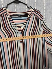 Torrid Harper Striped V-Neck 3/4 Sleeve Button Blouse Plus Size 2 Multicolor