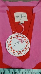 UMGEE Red & Pink V-Neck Dolman Short Sleeve Contrast Trim Blouse Linen Top Med