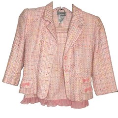 Breakin’ Loose Women’s Pink Tweed Formal 2pc Jacket Skirt Set 7/8 Lined