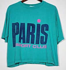 Vintage Paris Sports Club Crop Top Teal Green One Size Fits All Unisex