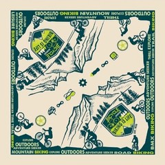 Carolina mfg Biking Graphic Bandana, OneSize, Green & White.