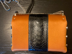 Jimmy Choo Satin Ostrich Lockett Petite Shoulder Bag Orange