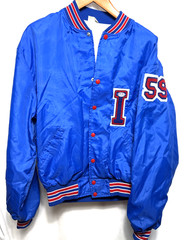 Vintage Howe Nylon Letter Jacket Size XL Football Player Patch Red White Blue