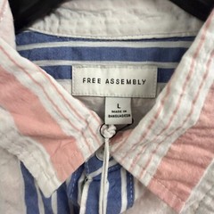 Free Assembly Shirt Size L Striped Print Button Down Short Sleeve NWT