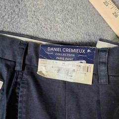 Daniel Cremieux Mens 36×30 Paris Pant Navy Blue Pleated Cotton Chino Trousers