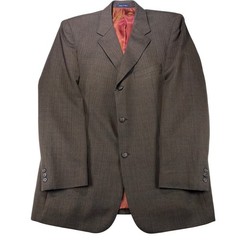 Alan Flusser Sport Coat Blazer Mens 44 L Brown Windowpane 100% Worsted Wool
