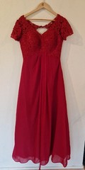 Mild April Special Occasion Prom Chiffon Dress in Wine Red Size UK 10