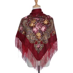 Ethnic Style Shawl Print Square Scarf Cotton Scarf Retro Tassel Shawl Women
