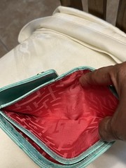Elaine Turner Turquoise Ostrich Leather/StrawWallet New Without Tags