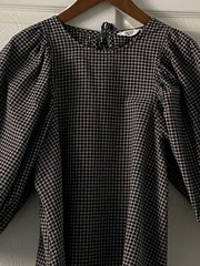 TOAST Black & White Gingham Cotton Round Neck Balloon Sleeve Blouse Size 6