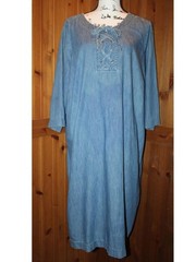 100% Cotton Talbots Chambray Shift Dress Plus Size 16W