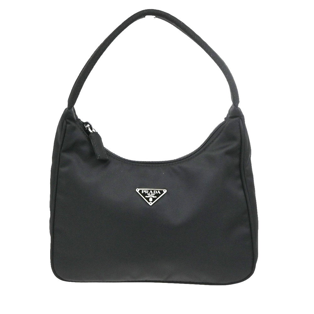 PRADA Logo Tessuto Mini Shoulder Hand Bag Nylon Black SHW Italy 32YJ188