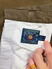 Vintage 90s Chaps Ralph Lauren meas. 35×29.5″ Olive Brown Chino Pants Cuffed