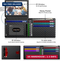 Wallet for Men Slim RFID Blocking Leather Credit Card Holder Wallet for 14 Cards