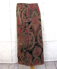 Vintage A. Byer Midi Length Skirt Straight Lined Muti Paisley Glitter Size L