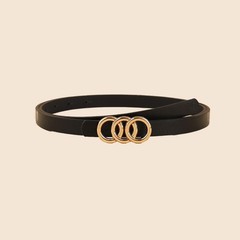 Women’s Thin Three Ring Belt – Simple Fashion Decorative PU Waist Belt
